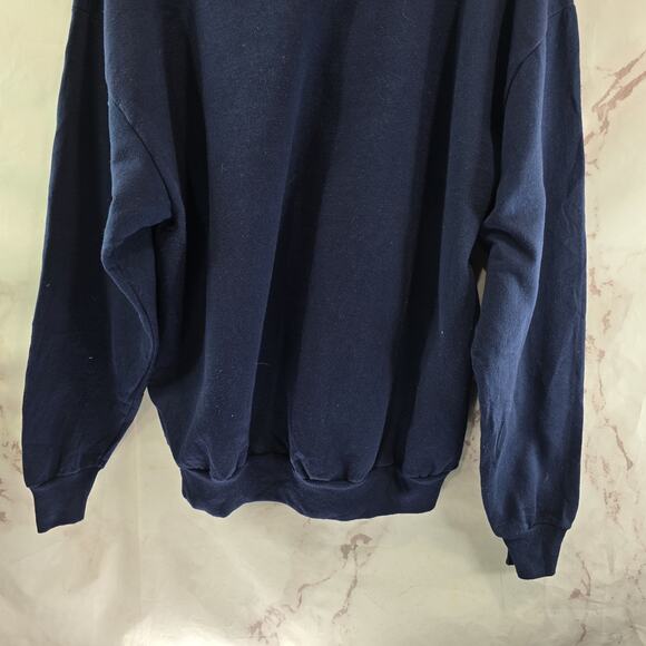 Vintage Sweatshirt Womens XL Navy Double Collar Granny Bird Chickadee Pinecone - Picture 7 of 12